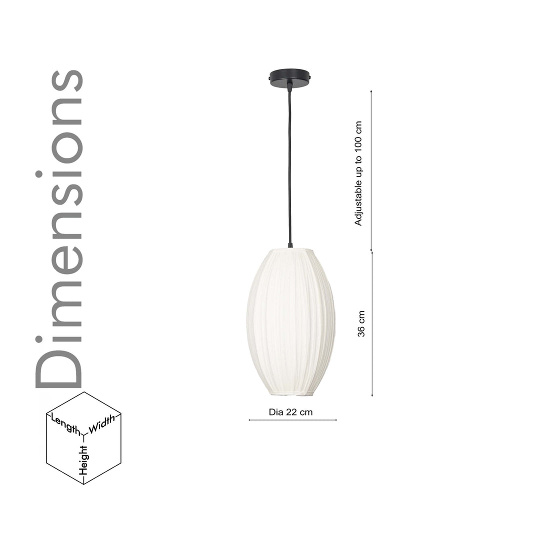 PORCELAIN Modern Single-Light Ceiling Pendant Lamp with White Fabric Shade