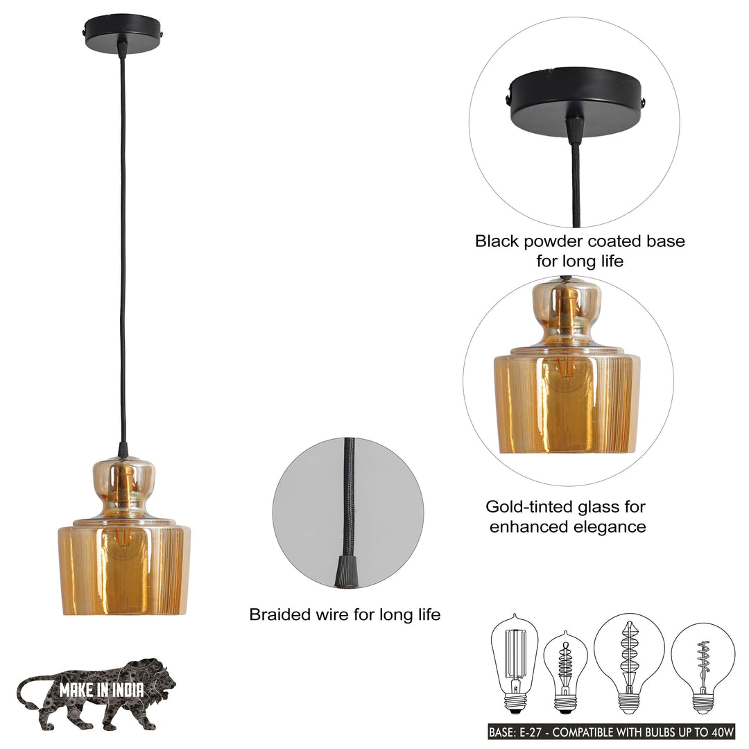 Harper Marimore Glass Pendant Lamp - Amber Luster