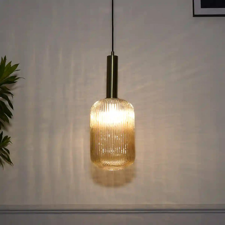 Maloto Amber Luster and Brass Hanging Light