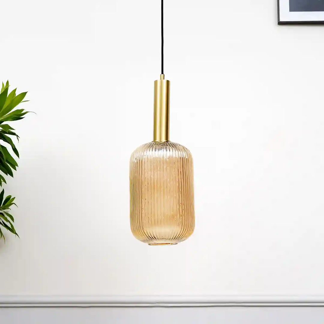 Maloto Amber Luster and Brass Hanging Light