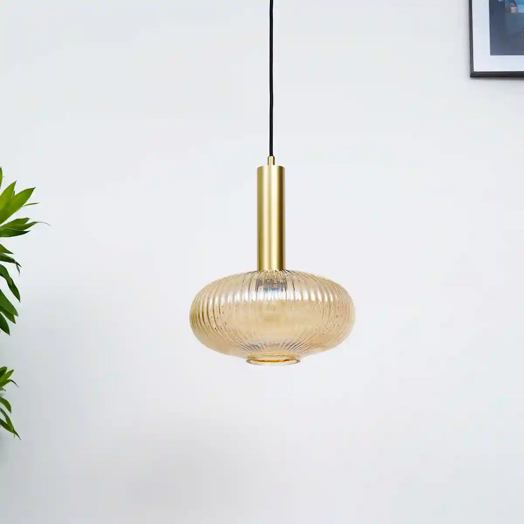 Maloto Amber Luster and Brass Hanging Light