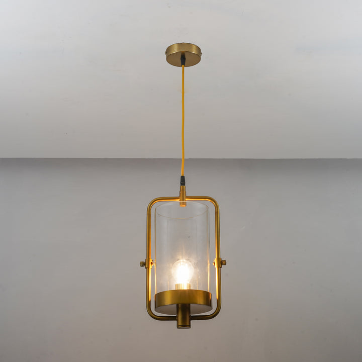 JUNIT Clear Glass & Brass Finish Metal Hanging Pendant Light