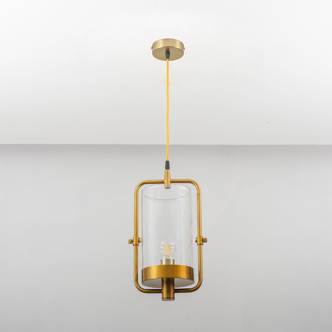 JUNIT Clear Glass & Brass Finish Metal Hanging Pendant Light
