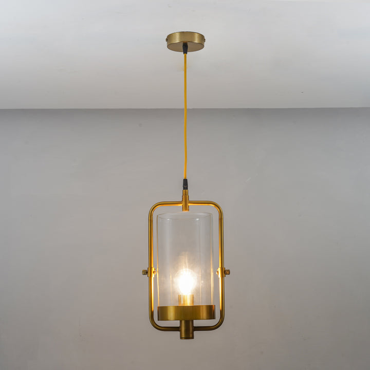 JUNIT Clear Glass & Brass Finish Metal Hanging Pendant Light