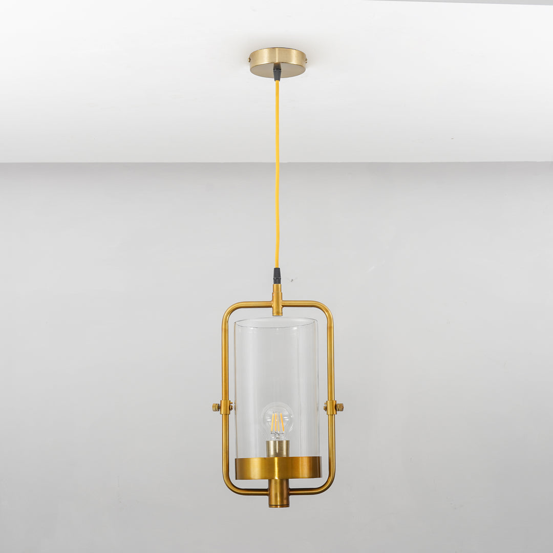 JUNIT Clear Glass & Brass Finish Metal Hanging Pendant Light