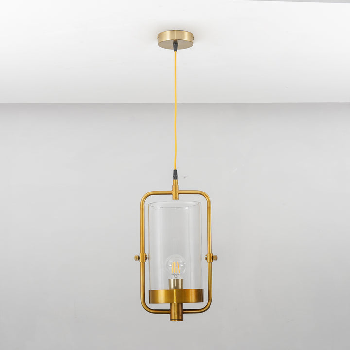 JUNIT Clear Glass & Brass Finish Metal Hanging Pendant Light