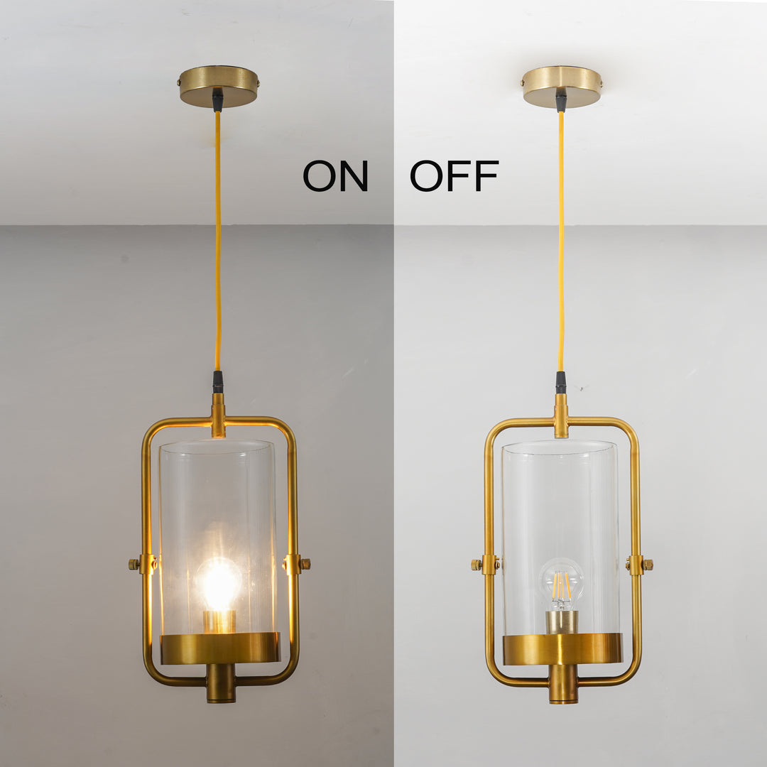JUNIT Clear Glass & Brass Finish Metal Hanging Pendant Light
