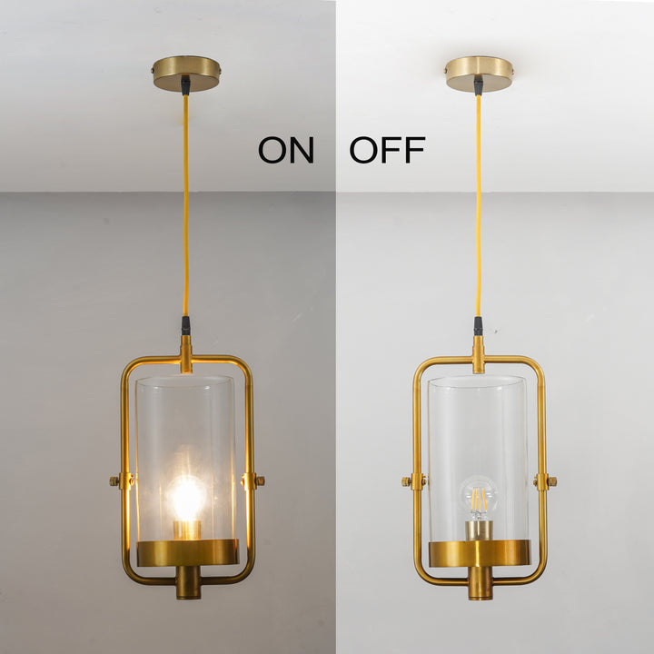 JUNIT Clear Glass & Brass Finish Metal Hanging Pendant Light