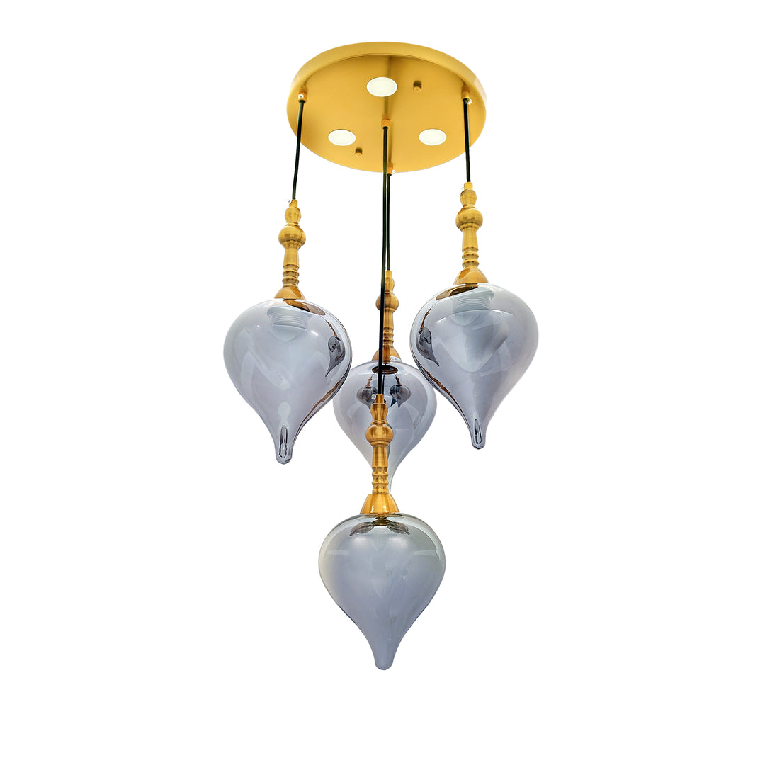 Odyssey Quatrro Smoke Luster and Brushed Brass Hanging Cluster Light