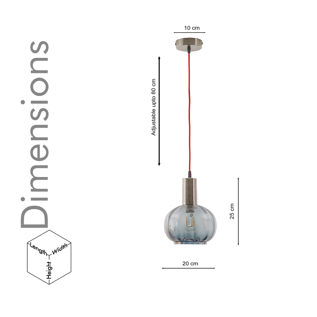OPALINE Blue Glass Globe Single Light Hanging Light