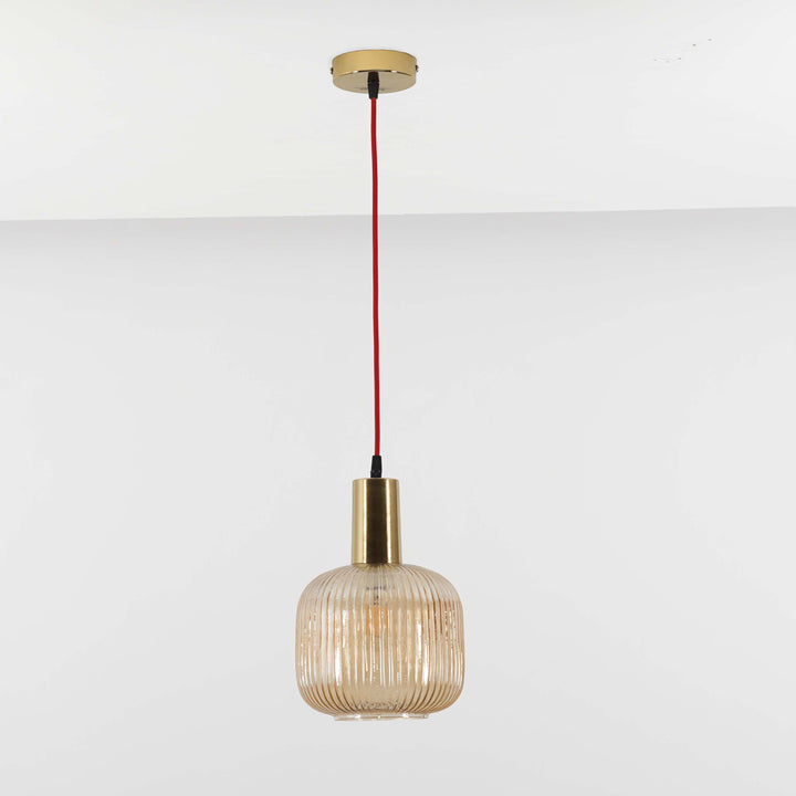 DEMARIUS Amber Glass Single Light Hanging Pendant Light