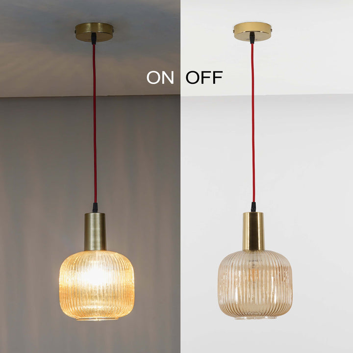 DEMARIUS Amber Glass Single Light Hanging Pendant Light