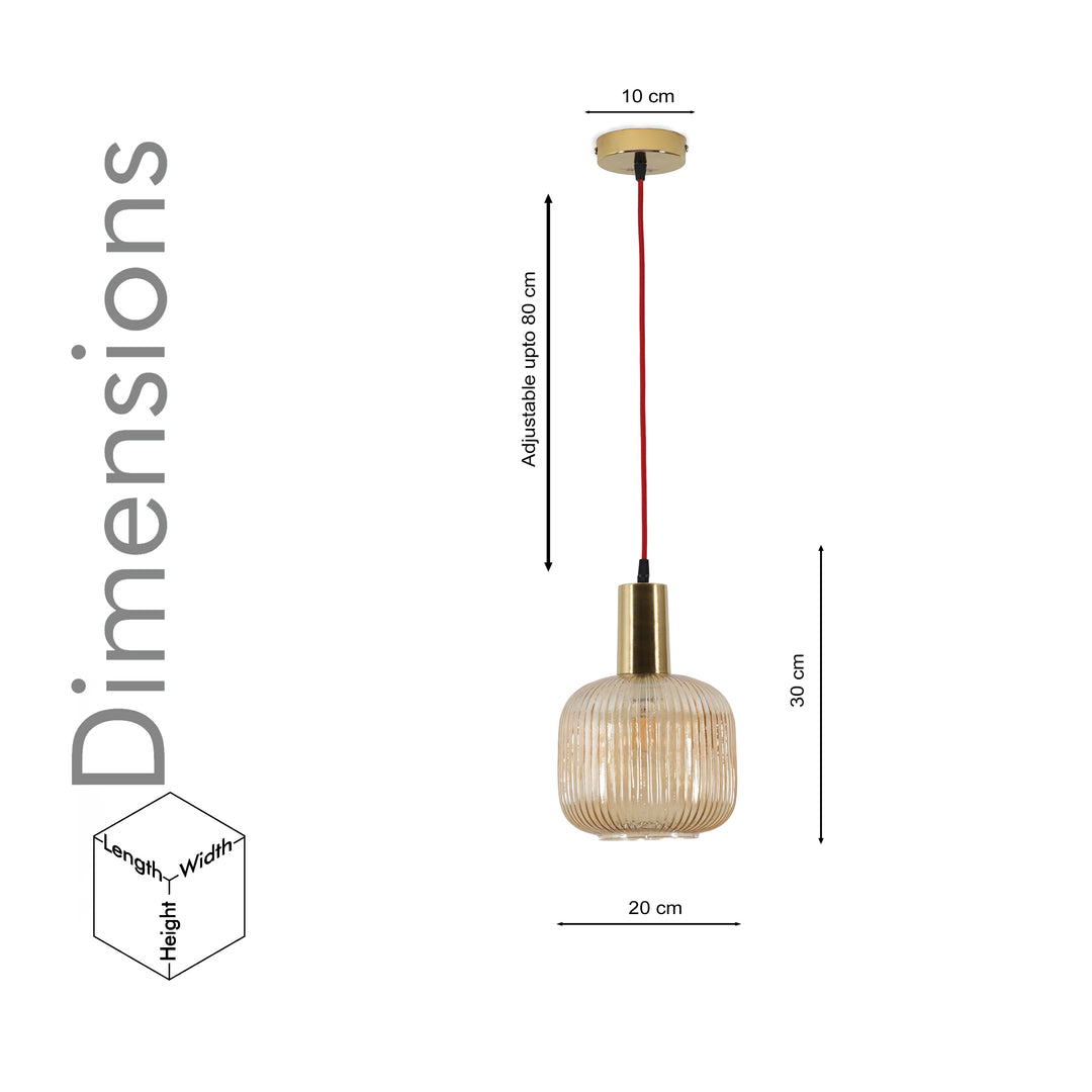 DEMARIUS Amber Glass Single Light Hanging Pendant Light