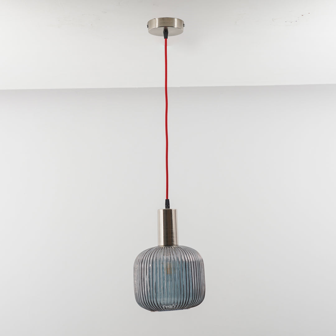 DEMARIUS Blue Glass Single Light Hanging Pendant Light
