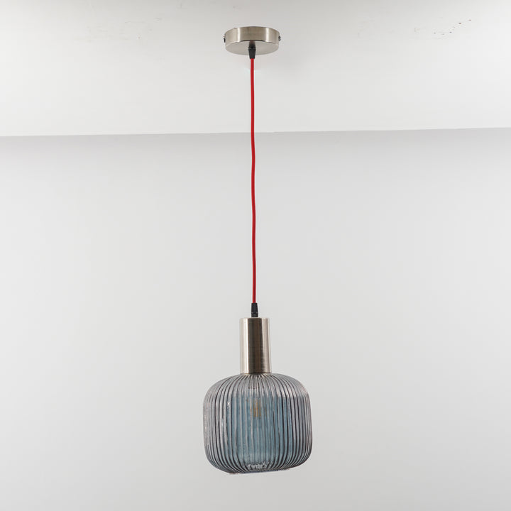 DEMARIUS Blue Glass Single Light Hanging Pendant Light