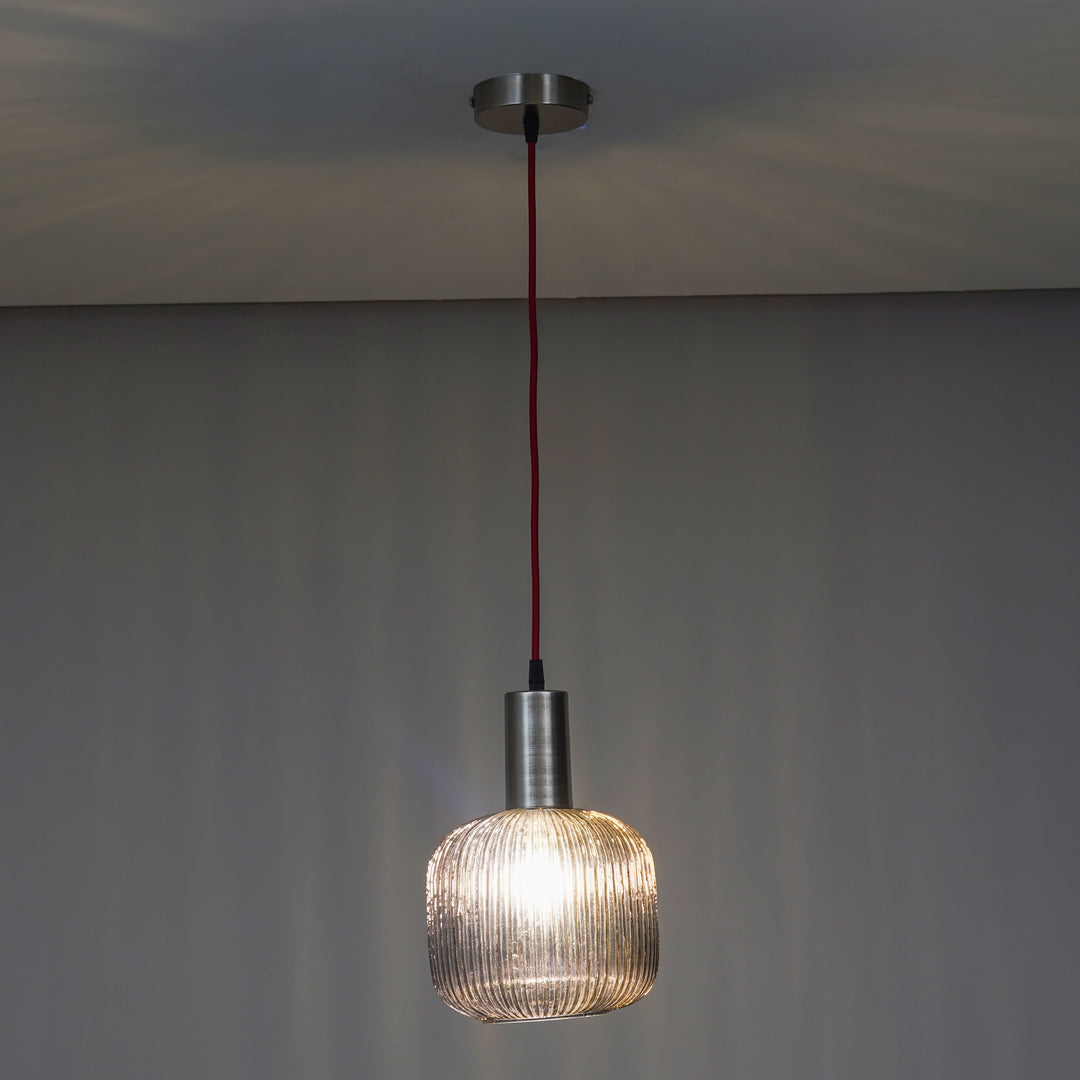 DEMARIUS Blue Glass Single Light Hanging Pendant Light