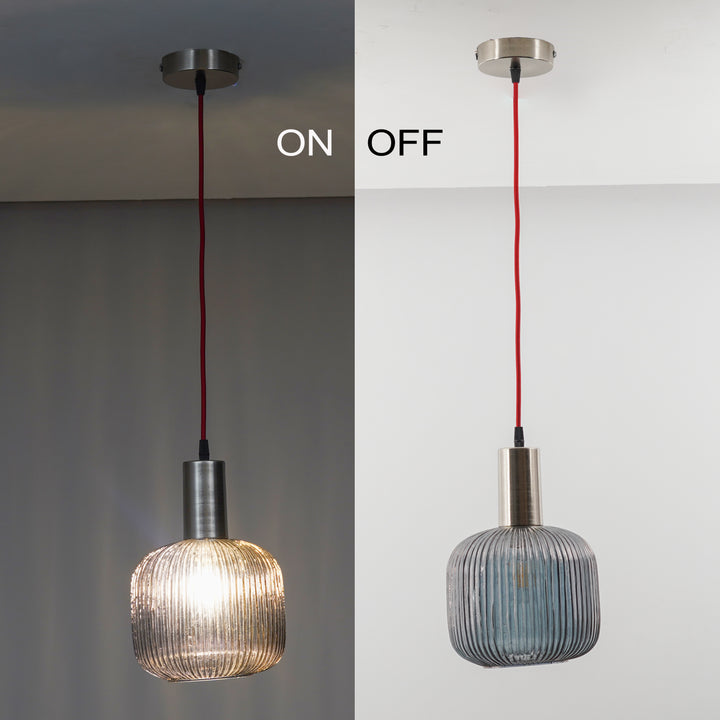 DEMARIUS Blue Glass Single Light Hanging Pendant Light