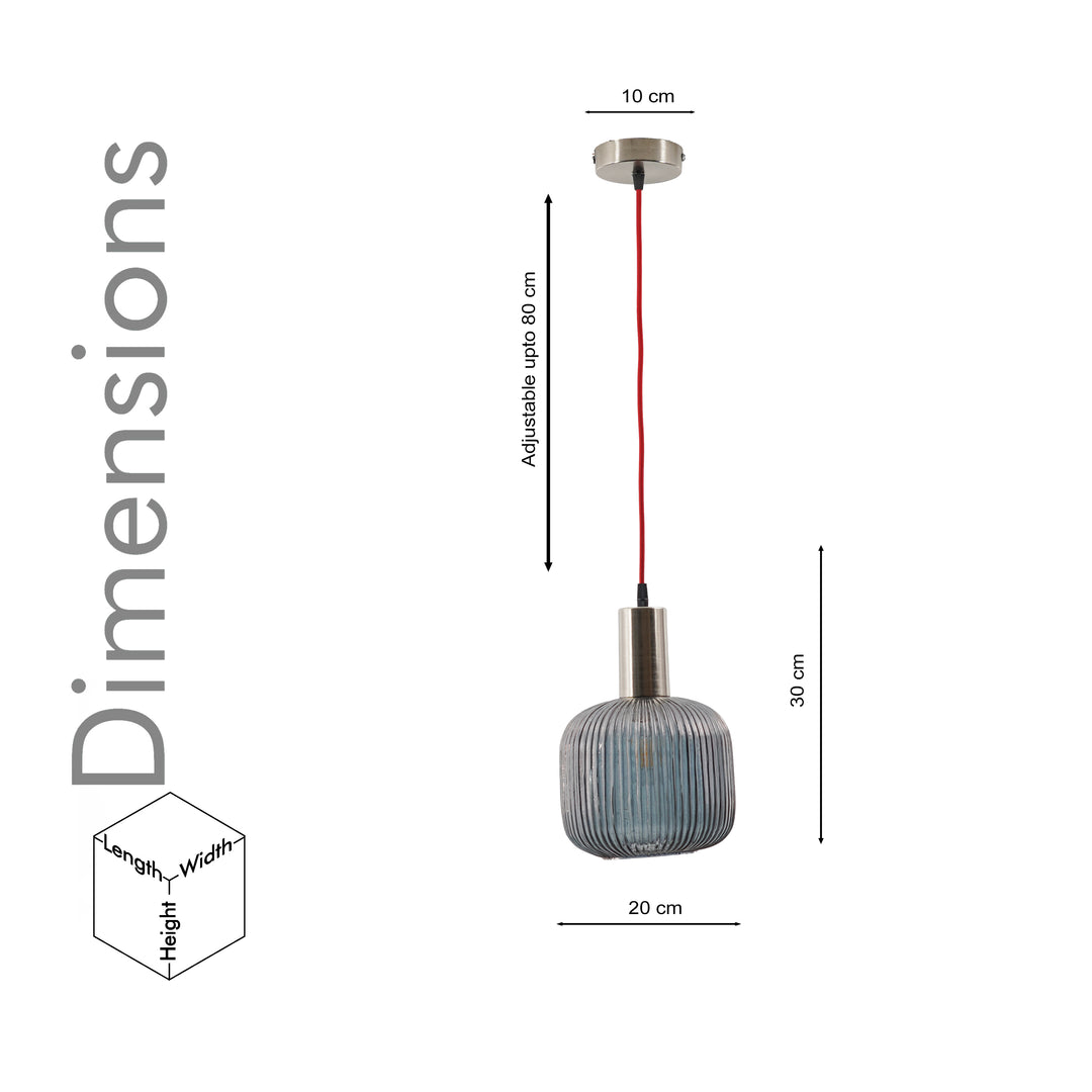 DEMARIUS Blue Glass Single Light Hanging Pendant Light