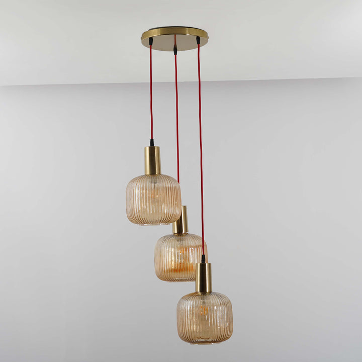 DEMARIUS Amber Glass Cluster Round Hanging Pendant Light