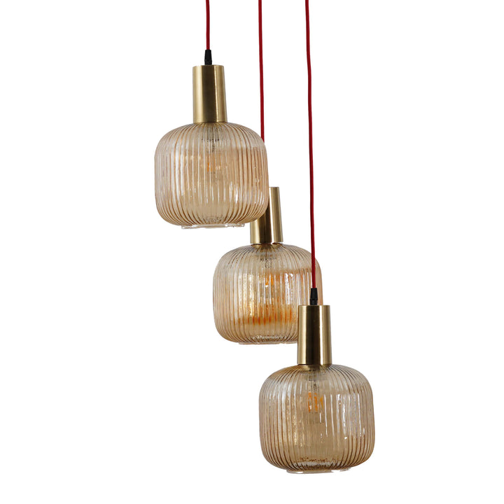 DEMARIUS Amber Glass Cluster Round Hanging Pendant Light