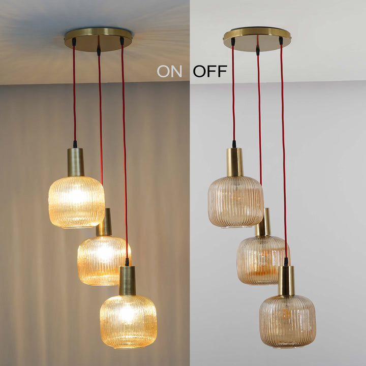 DEMARIUS Amber Glass Cluster Round Hanging Pendant Light