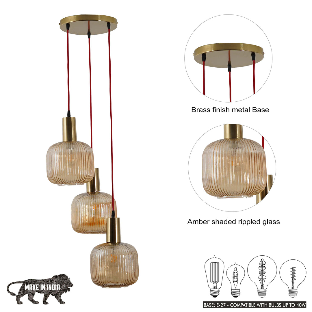 DEMARIUS Amber Glass Cluster Round Hanging Pendant Light