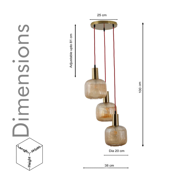 DEMARIUS Amber Glass Cluster Round Hanging Pendant Light