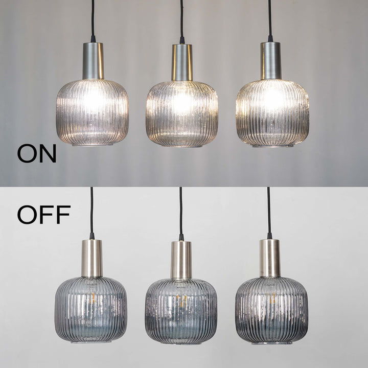 DEMARIUS Linear Cluster Hanging Pendant Light In Blue Glass And Chrome Finish Metal