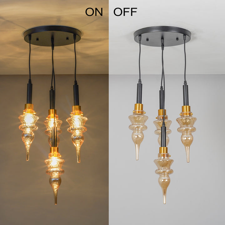 MONTEFINO ROUNG Amber Glass Hanging Light