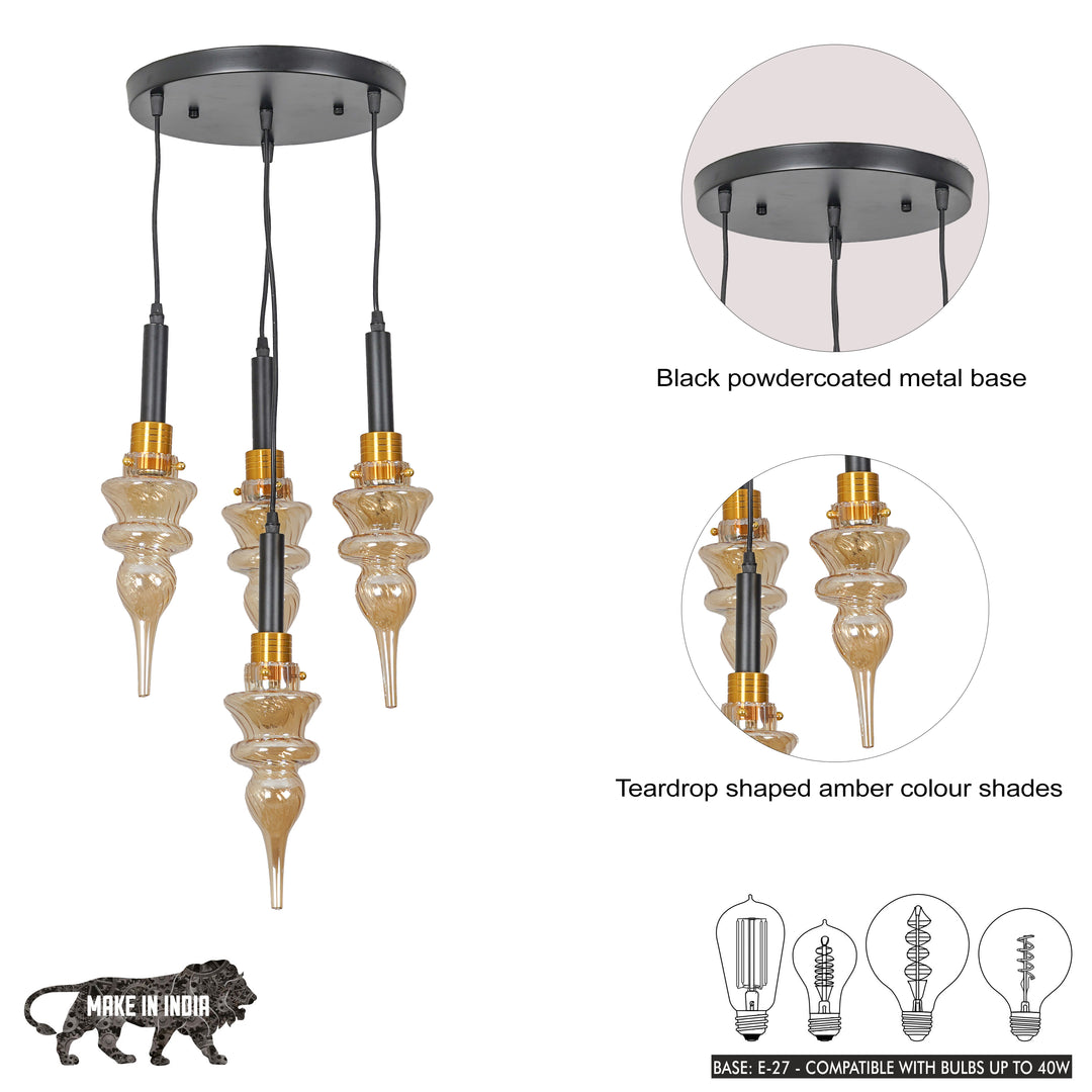 MONTEFINO ROUNG Amber Glass Hanging Light