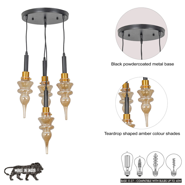 MONTEFINO ROUNG Amber Glass Hanging Light