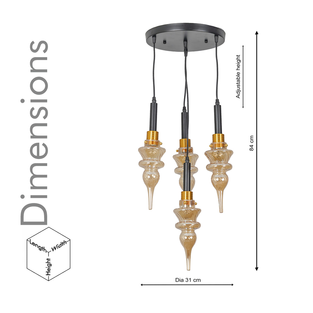 MONTEFINO ROUNG Amber Glass Hanging Light