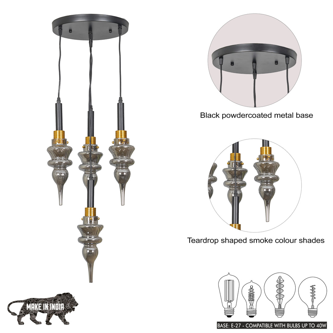 MONTEFINO ROUNG Smoke Glass Hanging Light