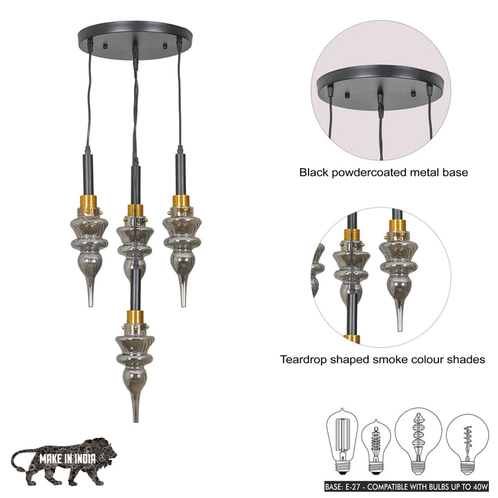 MONTEFINO ROUNG Smoke Glass Hanging Light