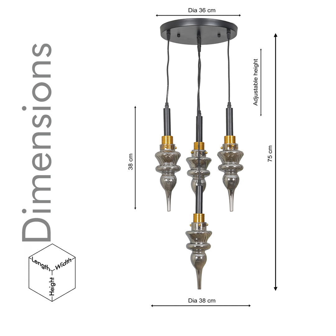 MONTEFINO ROUNG Smoke Glass Hanging Light