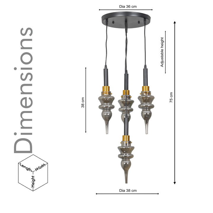 MONTEFINO ROUNG Smoke Glass Hanging Light