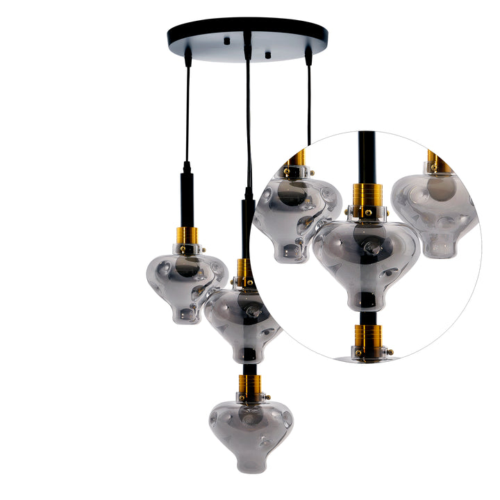 QUINN Roung Smoke Glass Hanging Light