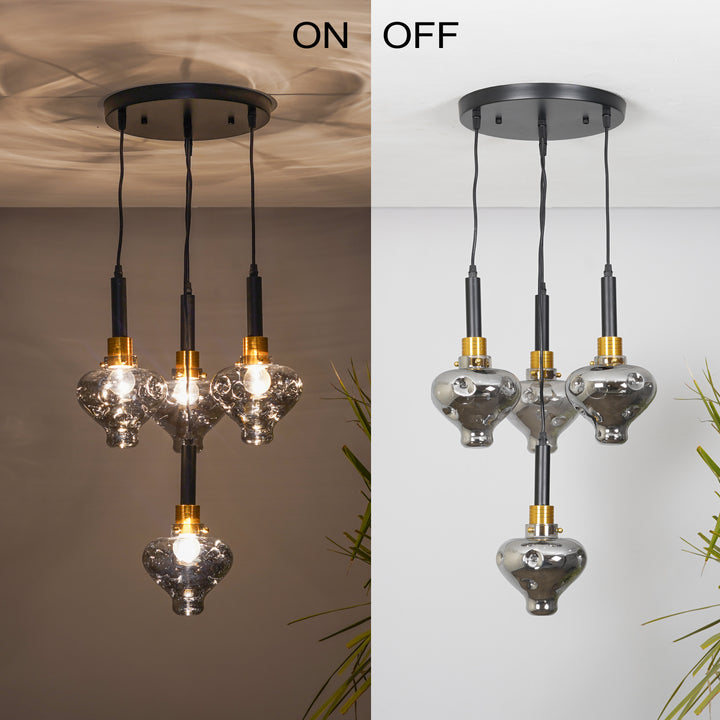 QUINN Roung Smoke Glass Hanging Light