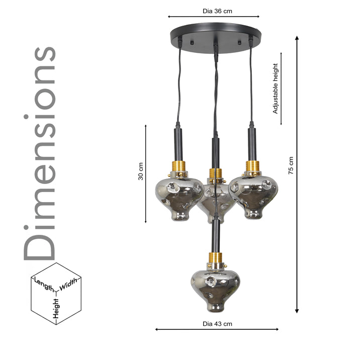 QUINN Roung Smoke Glass Hanging Light