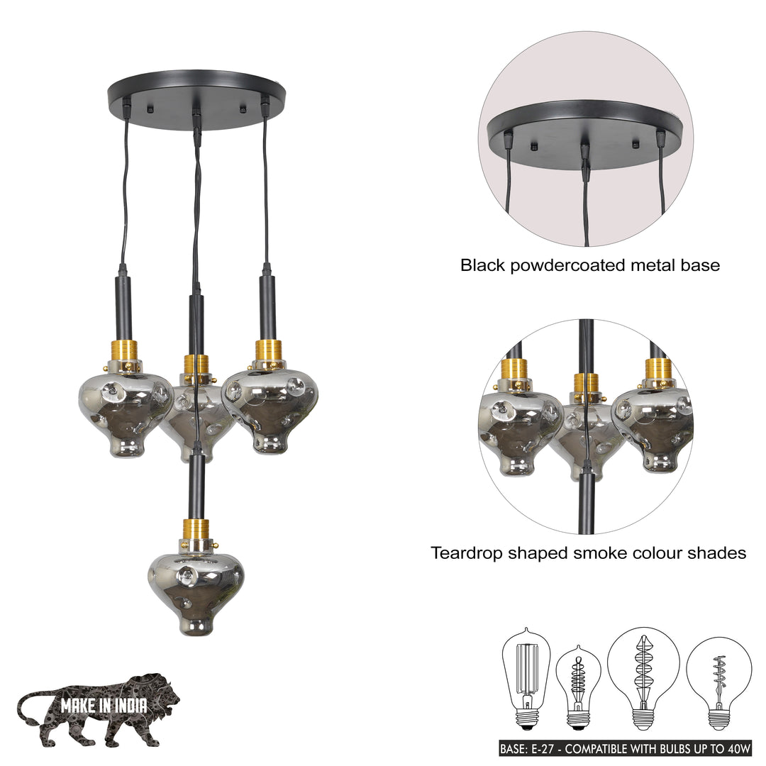 QUINN Roung Smoke Glass Hanging Light