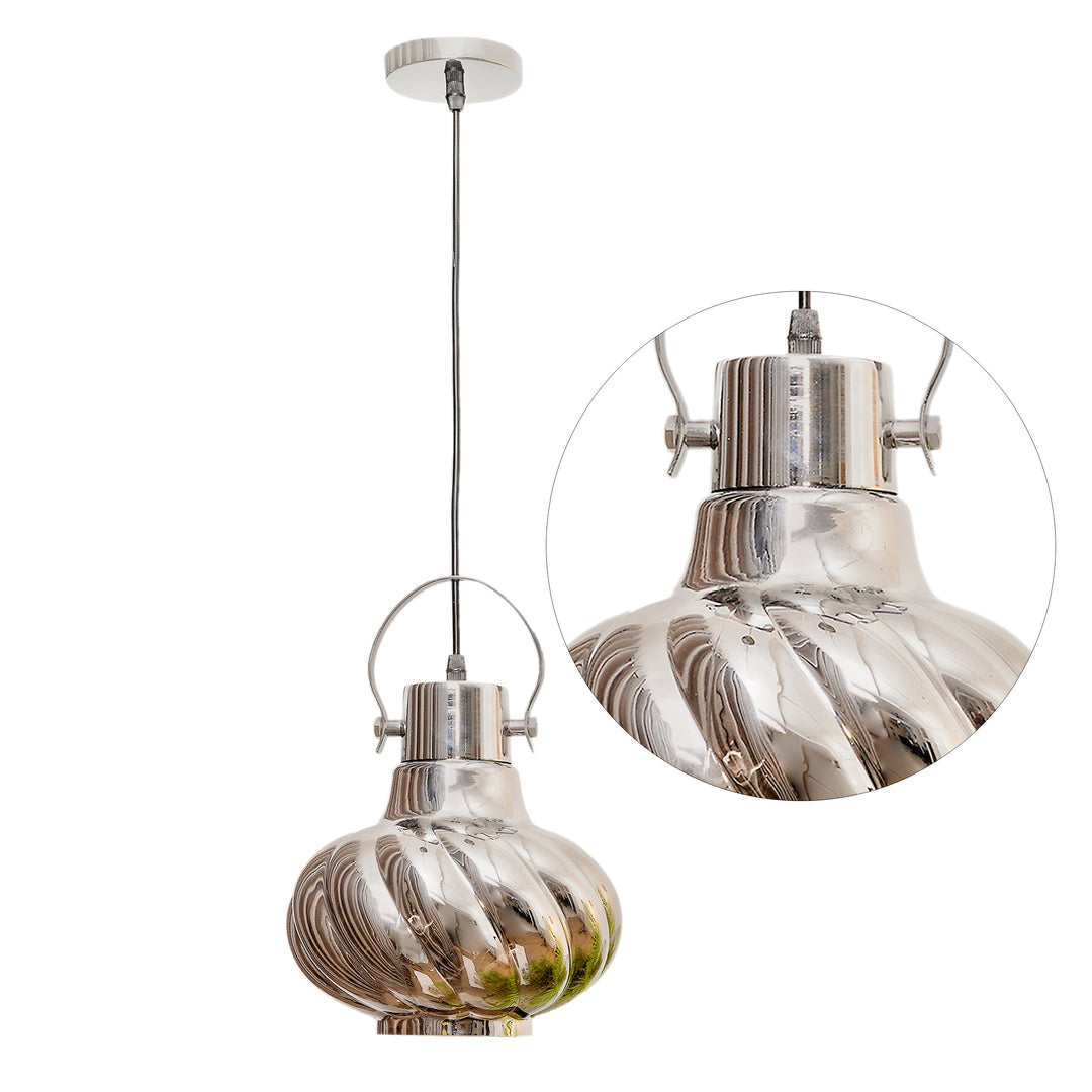 Agatha Smoke Glass & Metal Single Light Hanging Light