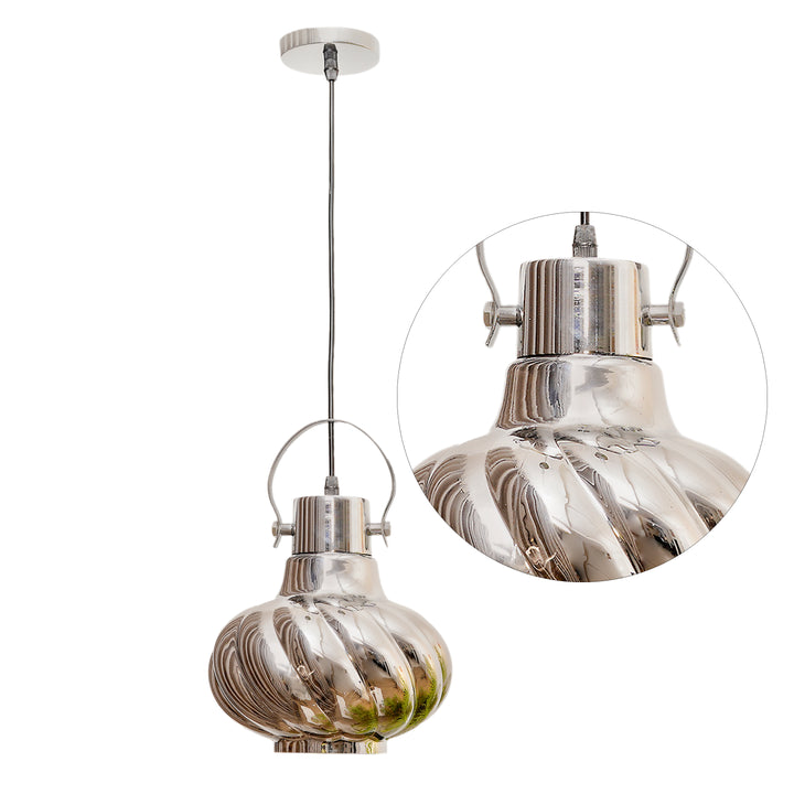 Agatha Smoke Glass & Metal Single Light Hanging Light