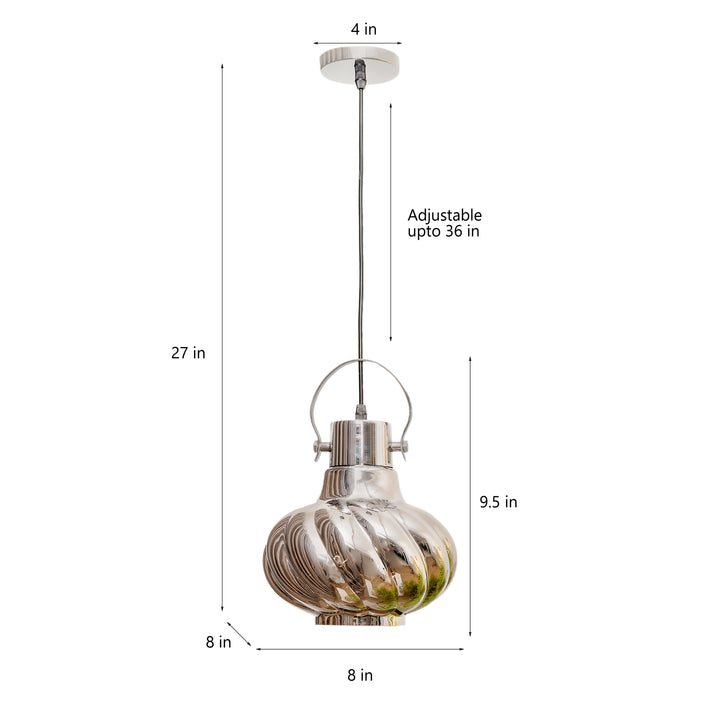 Agatha Smoke Glass & Metal Single Light Hanging Light