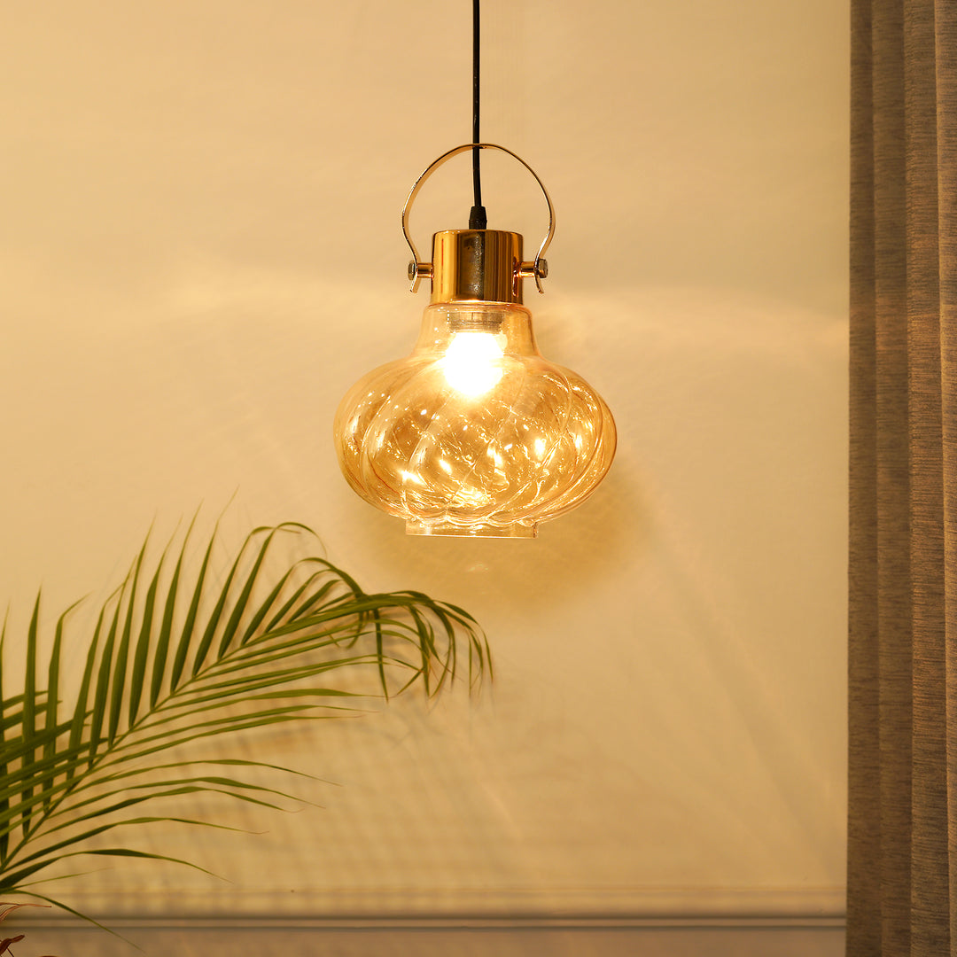 Agatha Smoke Glass & Metal Single Light Hanging Light