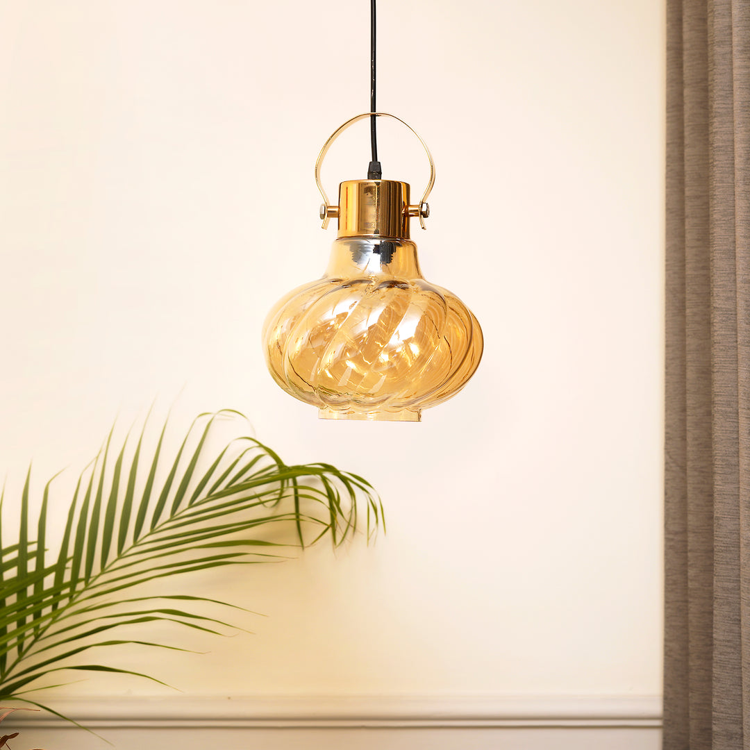 Agatha Smoke Glass & Metal Single Light Hanging Light