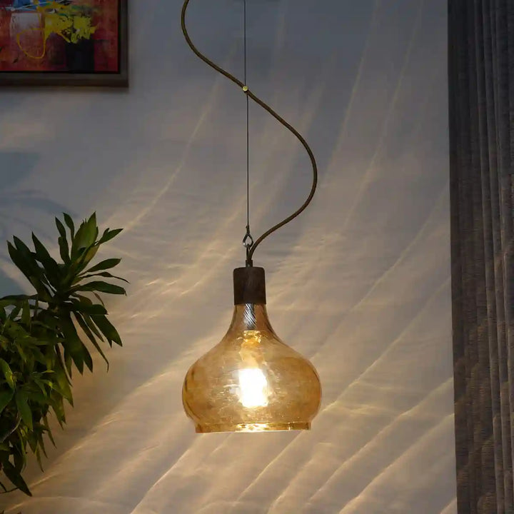 Optica Amber Glass Hanging Light