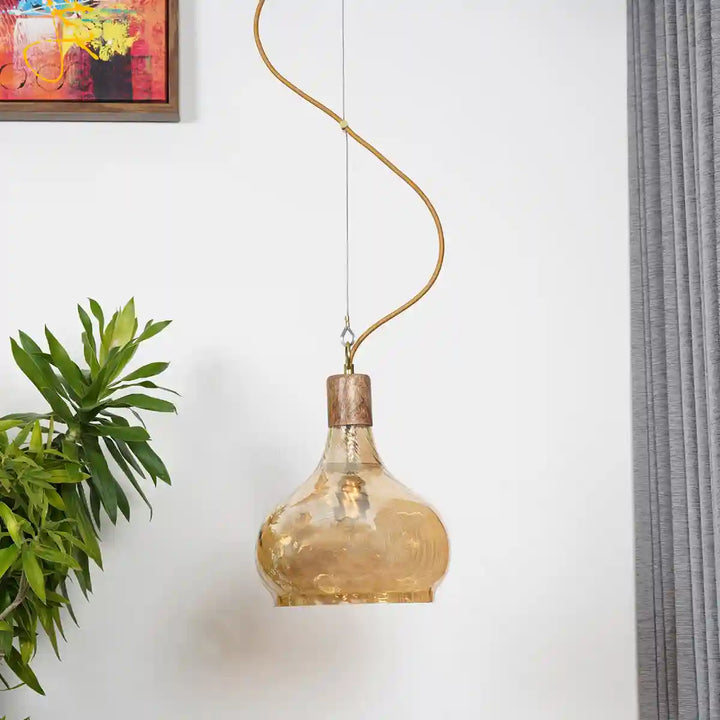 Optica Amber Glass Hanging Light