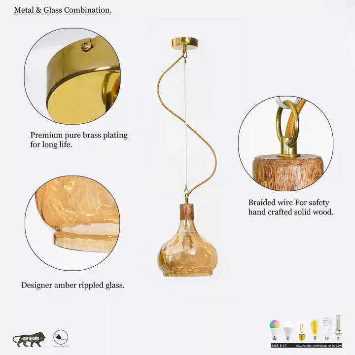 Optica Amber Glass Hanging Light