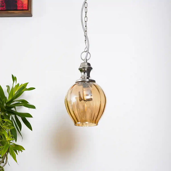 Esarosa amber glass and metal hanging light