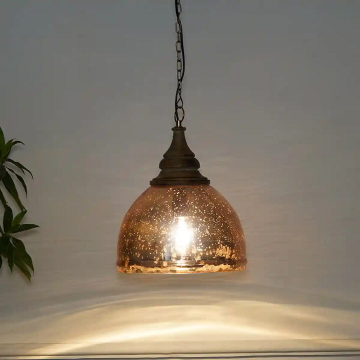 Haunt Antique Copper Finsh Glass Pendant Light